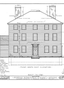 HABS Pownalborough Court House Street Side Drawing 1936