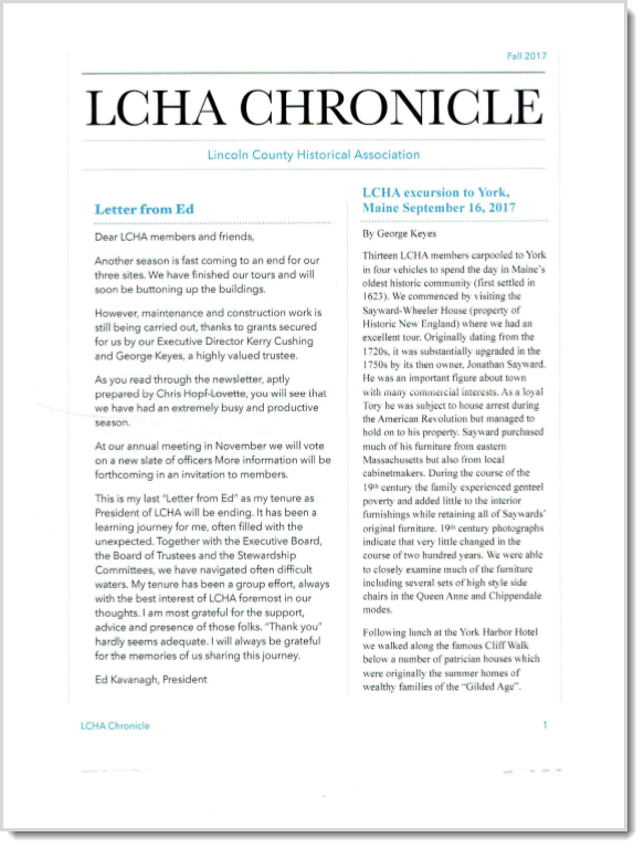 LCHA Chronicle Fall 2017