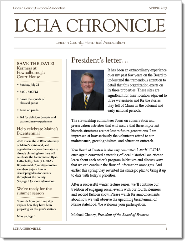 LCHA Chronicle Spring 2019